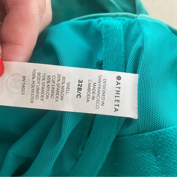 Athleta Maldives Printed Tankini in Green - 32 B/C Women’s Swim Top Teal Beach - Picture 6 of 7